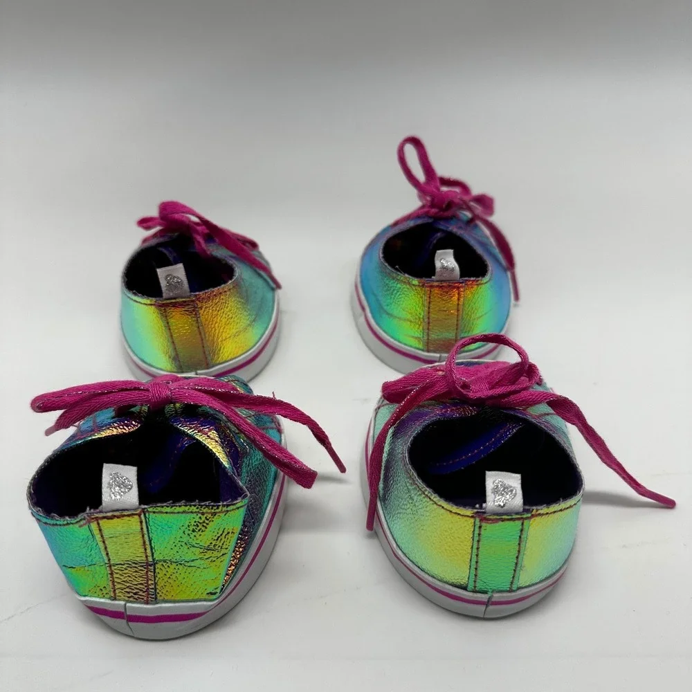 Build A Bear BAB Iridescent Rainbow Sneakers Shoes Plush Stuffed Animal lot of 4